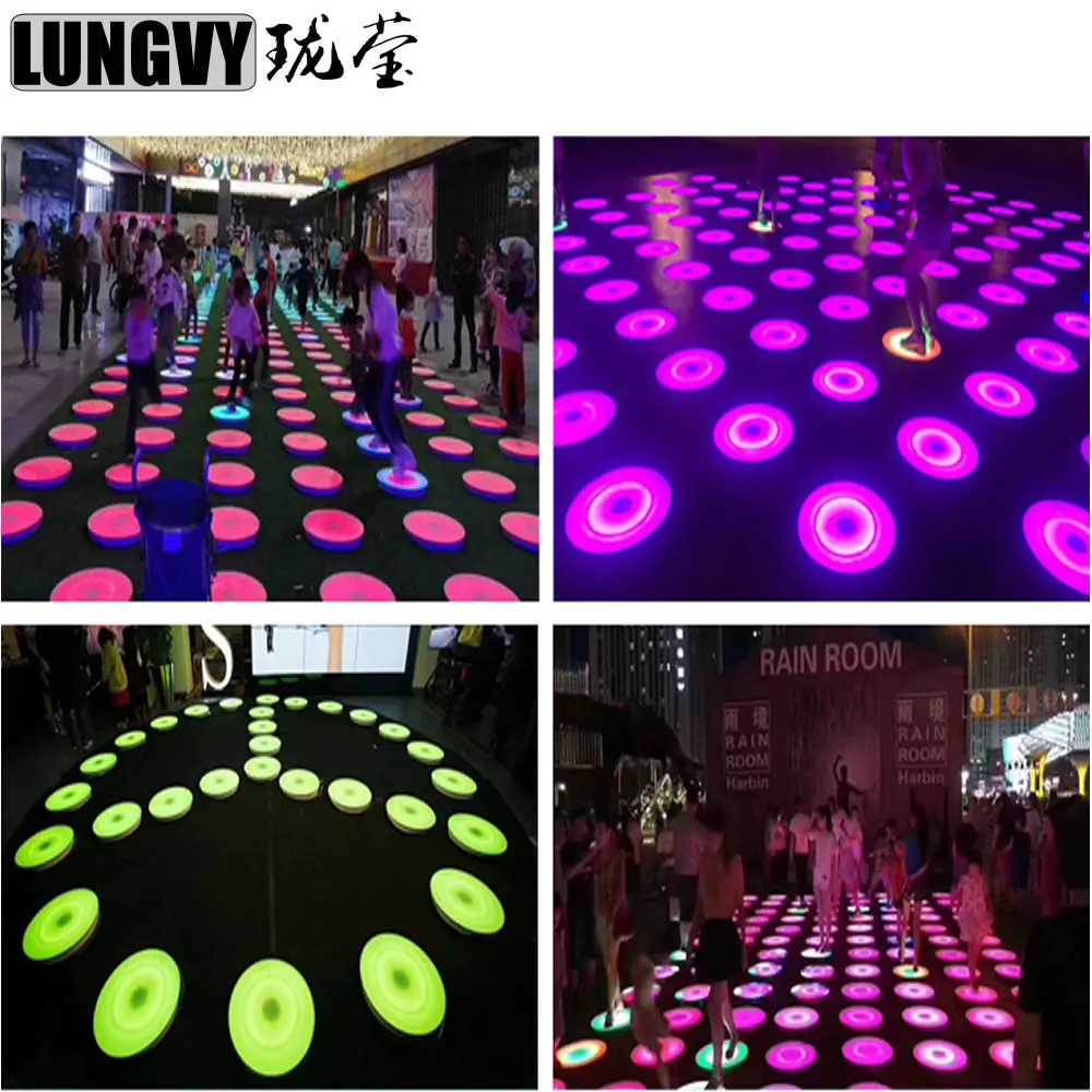 Music Interactive Sensitive Full Color RGB Round Led Dance Floor Piano Playing Led Dyeing Dance Floor For Square Party Disco