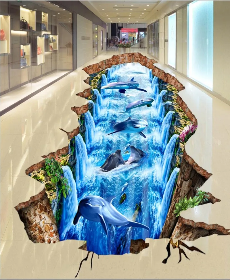 Custom any size photo HD Tree Vine 3D Flooring Self-adhesive Wall Paper 3D Floor Decoration Painting