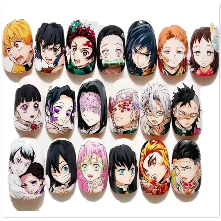 Autocollant pour Ongles avec Motif de Dessin Animé Japonais Demon Slayer, Décalcomanie avec Curseur Arrière, Outils de Décoration, TSC 212 211