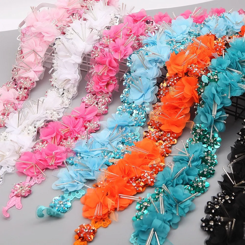 Handmade Rhinestone High Quality Lace Trim Embroidery Lace Path Diy Craft&sewing Dress Clothing Accessories African Lace Fabric