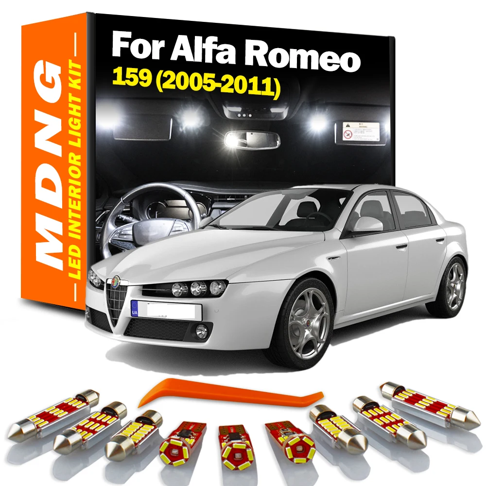 MDNG 15Pcs For Alfa Romeo 159 (2005-2011) Canbus Vehicle LED Bulbs Interior Map Dome Glove Box Light Kit Car Lamp Accessories