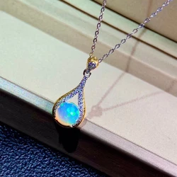 CoLife Jewelry Elegant Opal Pendant for Daily Wear 6mm Natural Opal Necklace Pendant 925 Silver Opal Jewelry