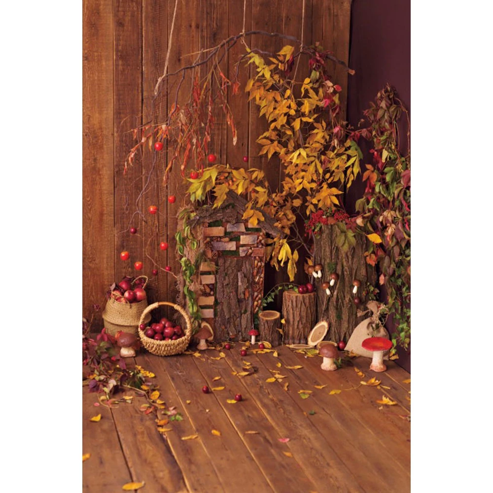 Yeele-가을 낙엽 배경, 사진, 과일 창고, 나무 벽 바닥, 아기 초상화 사진 소품