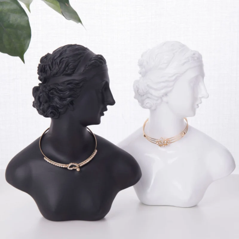 Newly Resin H21cm Necklace Earrings Jewelry Kit Display Sculpture Creative Mannequin Jewelry Show Stand Model Window For Women