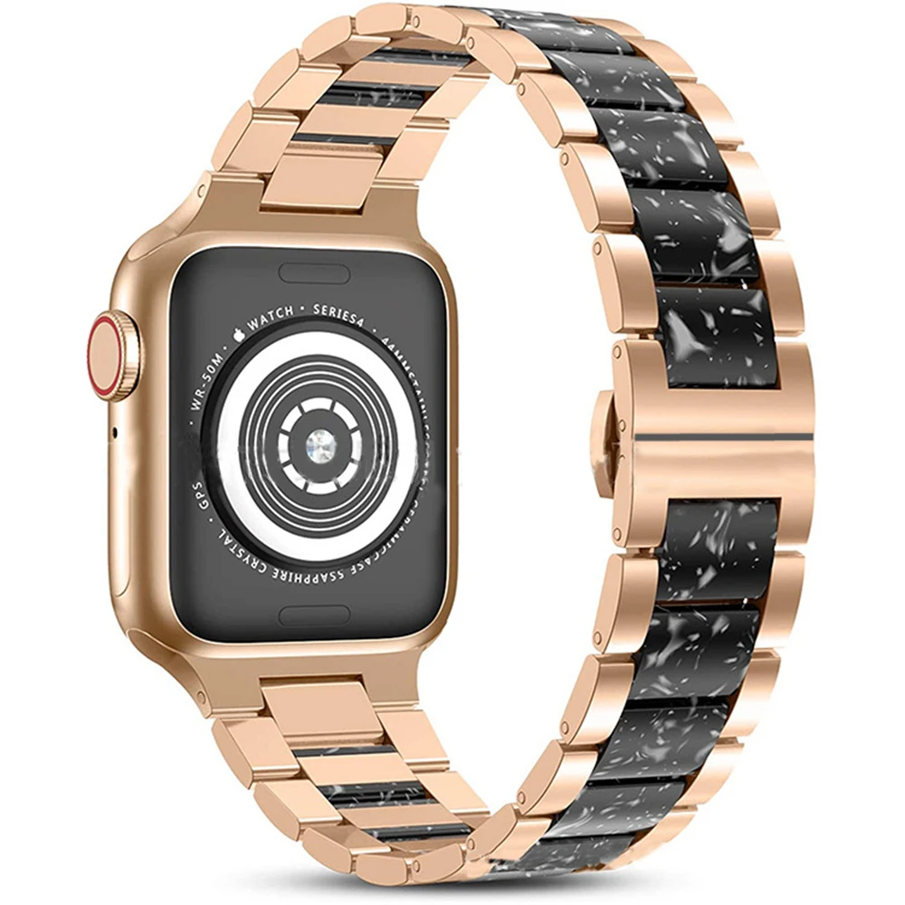 

For apple watch se 6 band 44mm 40mm Upgrade adapter bracelet for iwatch 6 5 4 3 42mm 38mm strap Stainless steel resin watchband