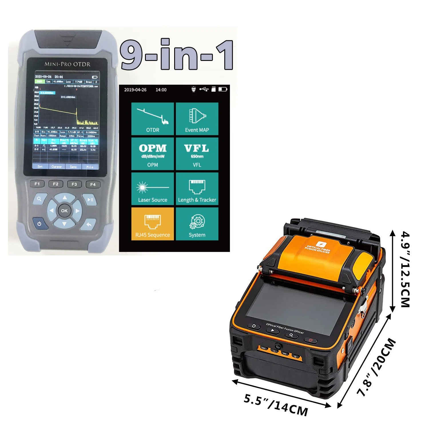 AI-9 FTTH ไฟเบอร์ออปติก Optical Fiber Fusion Splicer / OTDR Optical Power Meter OPM VFL แหล่งกำเนิดแสง NK3200D