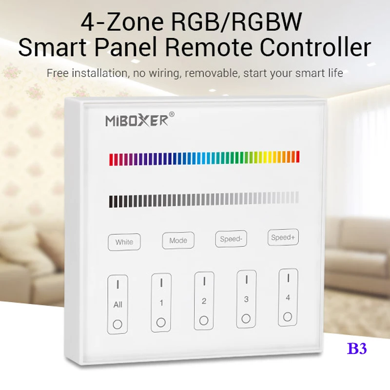 4-Zone Smart Touch Panel Embedded Led Wireless Dimmer 2.4GHz Remote Controller For RGB/RGBW/CCT Brightness Led Strip LED Bulb