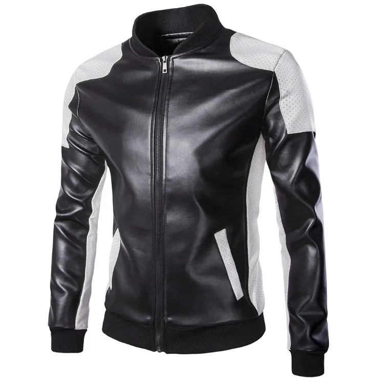 

New Autumn Motorcycle Leather Jacket Stand Collar Slim Men Leather Jackets Coats Retro Zippers Faux Leather Jacket Male 5XL