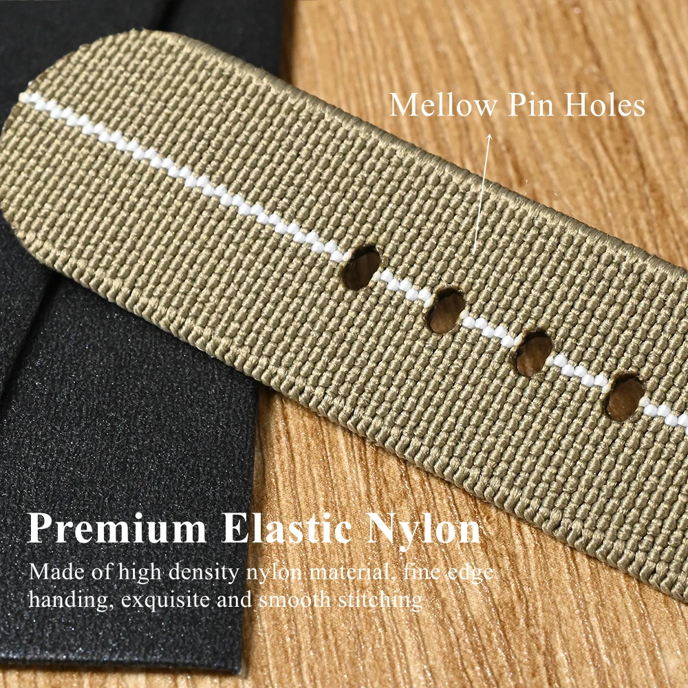 San Martin Elastic 20mm Watch Strap Premium Nylon Watchband Self-Made Logo Buckle Solid Loops Sports High Quality Durable BD0004