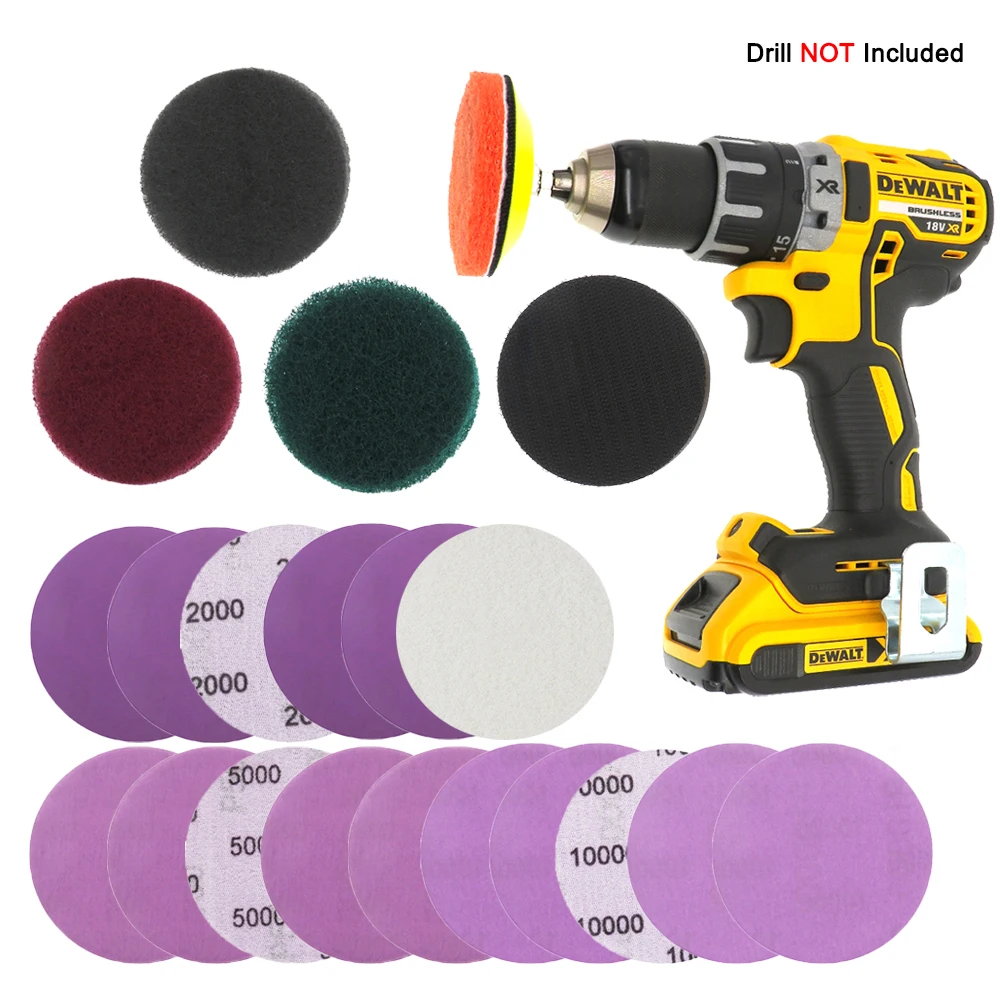 Car Lights Kit Polishing Restoration Car Headlights Repair Set Car Care Sanding Discs Pad Wet Dry Sandpaper No Drill 22Pcs