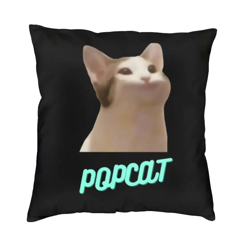 Popcat Click Game Modern Pillow Cover Living Room Decoration Funny Cat Meme Car Cushion Cover Home Decor Velvet Pillowcase