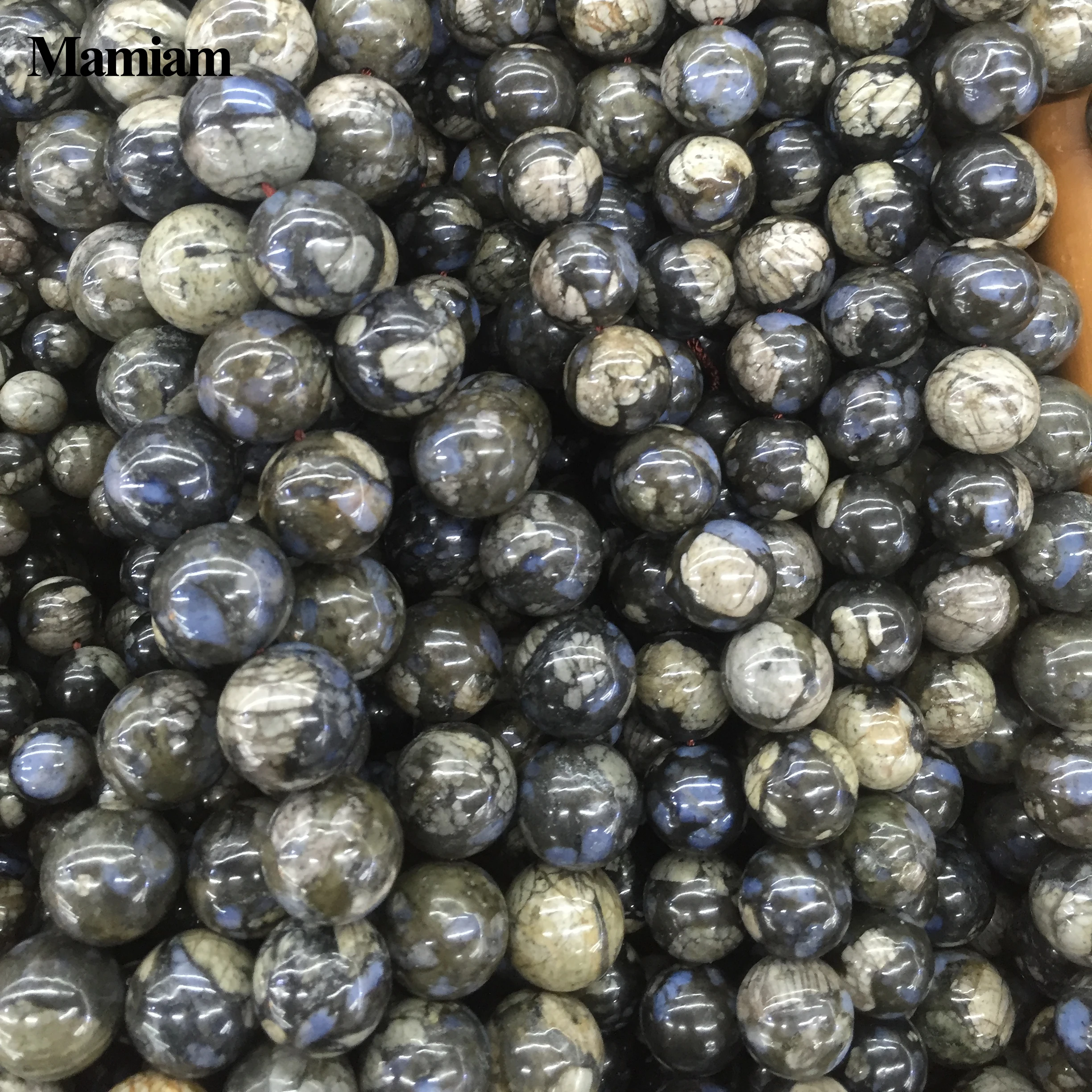 Mamiam Natural A Grey Opal Beads 12mm 14mm 16mm Smooth Loose Round Stone Diy Bracelet Necklace Jewelry Making Gift Design