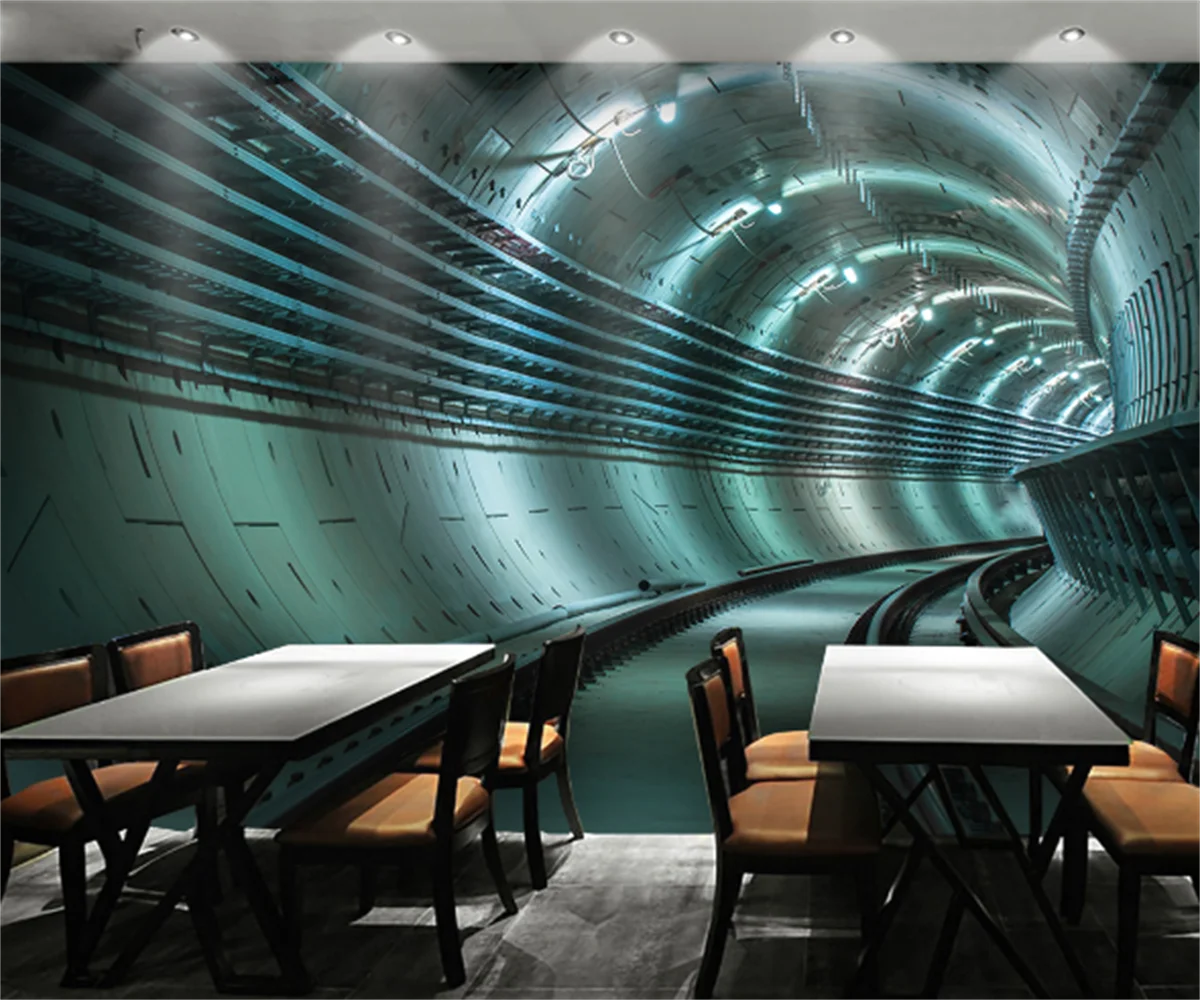 3D stereo extension tunnel background custom wallpaper European and American hotel cafe tooling photo mural