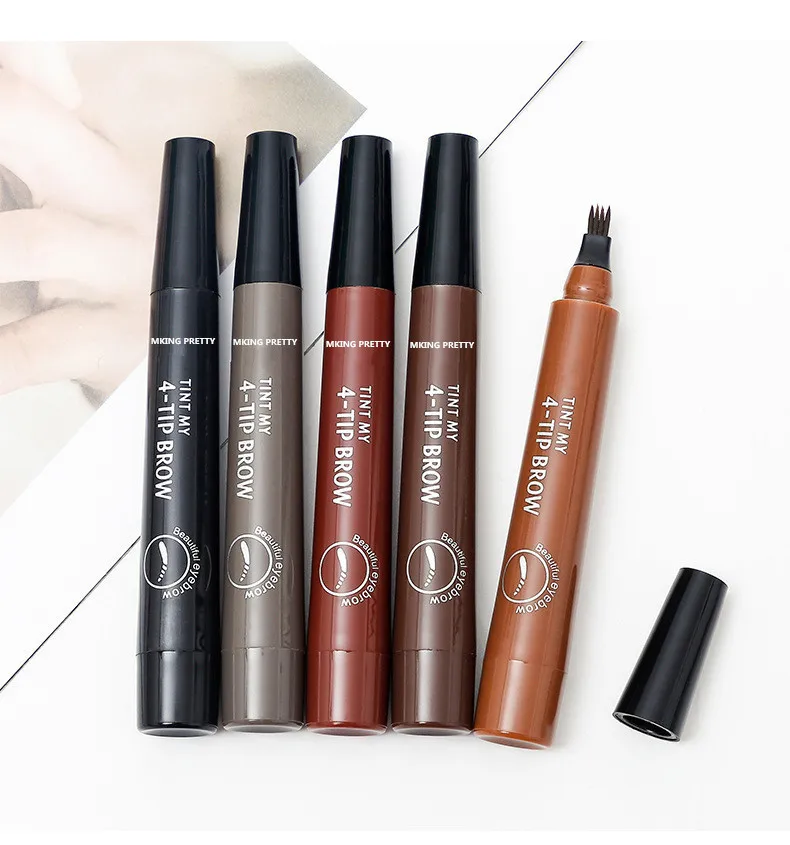 5-Color Four-Pronged Eyebrow Pencil Eyebrow Brush Split Liquid Waterproof Long-Lasting Eyebrows Enhancer Pencil Eyebrow Shadow