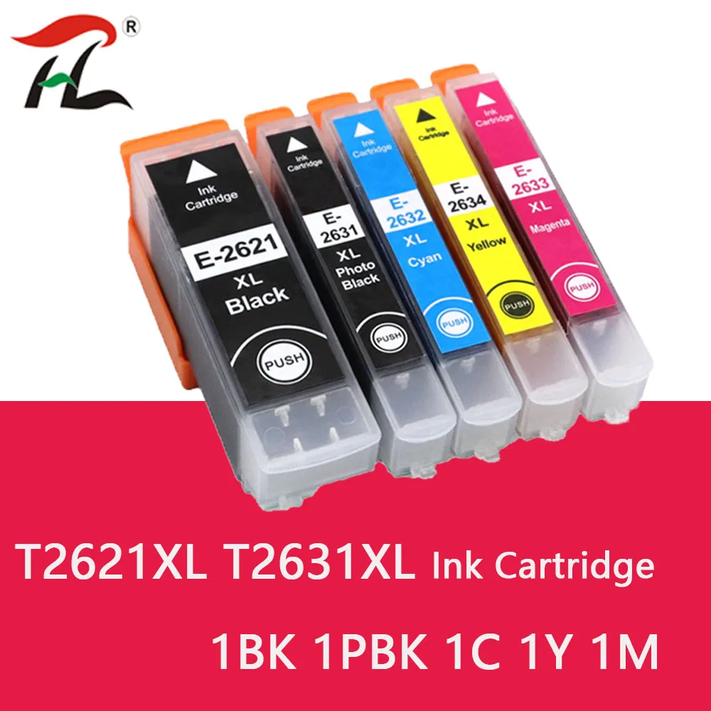 5 Color Compatible Ink Cartridge T2621 26XL for Epson XP510 XP520 XP600 XP605 XP615 XP620 XP625 XP710 XP720 XP800 XP810 XP820