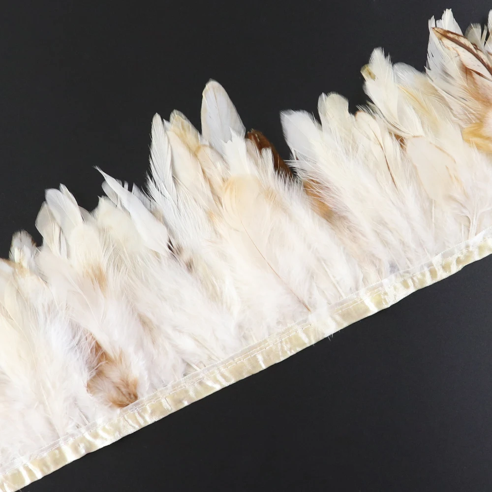 10meter Rooster Feather Trim White Chicken Feathers Ribbon Fringe 10-15cm/4-6 inch Dress Sewing Accessory Home Decoration Crafts