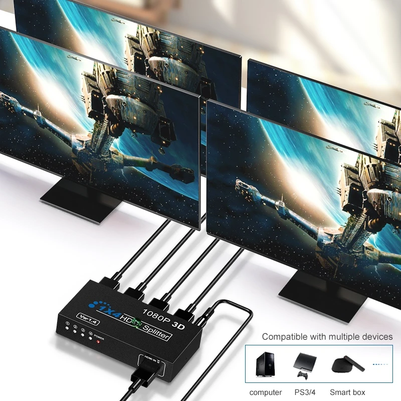 4K HDMI-Tương Thích Bộ Chia Hdmi1.4 1X4 Cổng Full HD 1080p4K * 2K Video HDMI-Tương Thích Bộ Chia cho HDTV, máy Tính, PS3,PS4,XBOX Nintendo