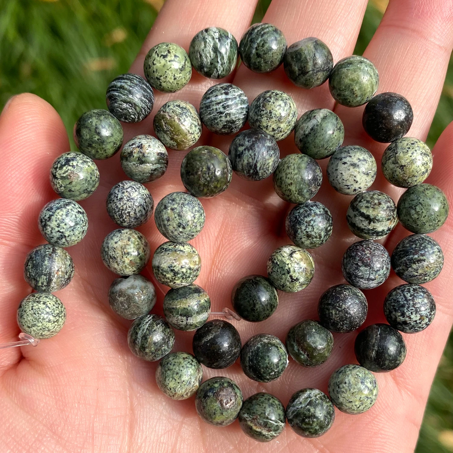 Natural Stone Beads Green Zebra Jasper Stone Round Beads for Jewelry Making DIY Earrings Bracelet Necklace 4/6/8/10mm 15 inches