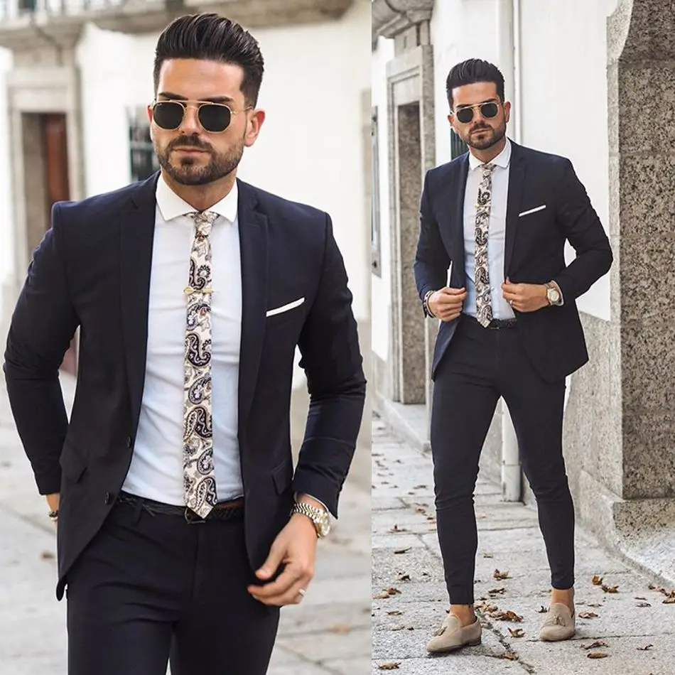 Ternos masculinos da moda, smoking para casamento com dois botões, terno formal, padrinho de casamento, feito sob encomenda, conjunto de 2 peças, jaqueta e calça 2020