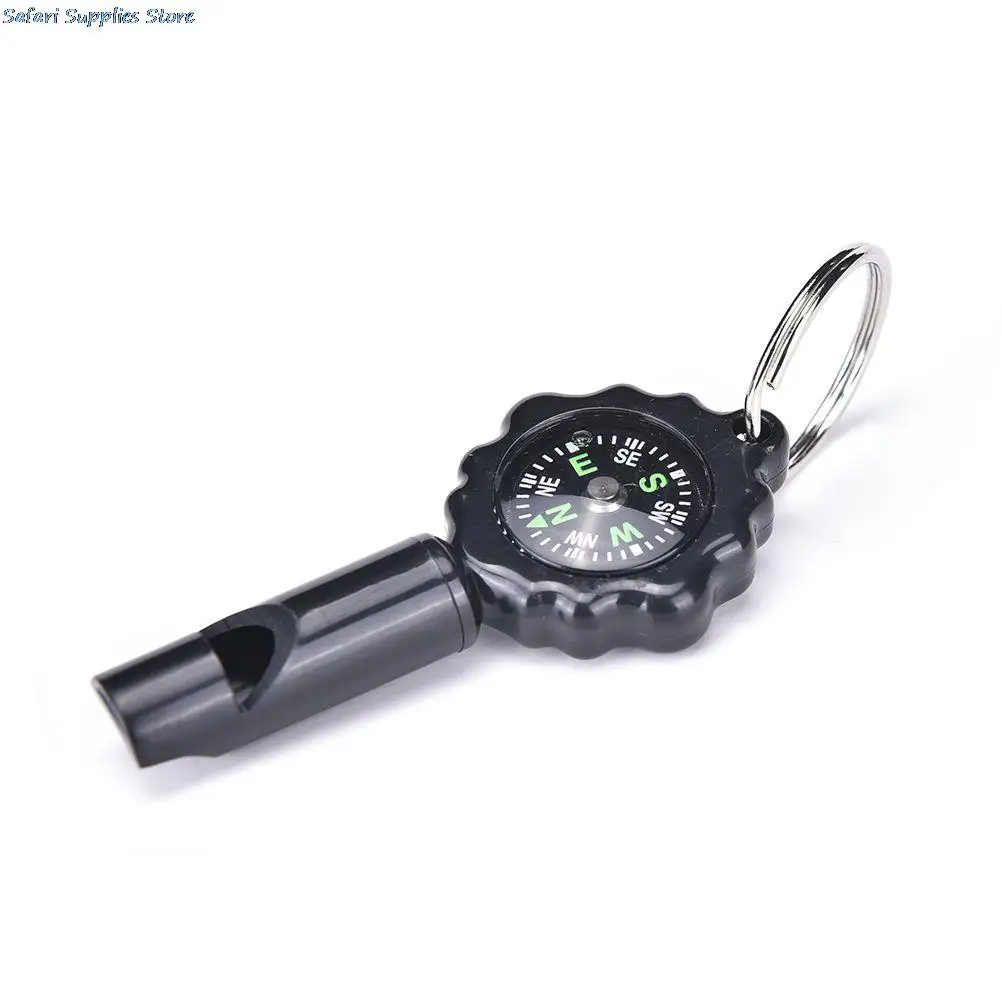 12 in 1 Whistle Keychain Compass for Outdoor Camping Hiking Useful Tools Black color Wholesale