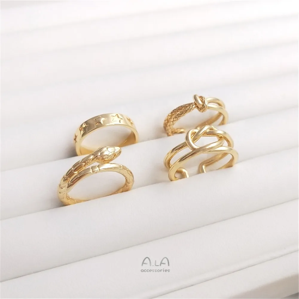 14K plated gold Knot ring snake-like ring five-pointed star ring cold light luxury net red index finger ring