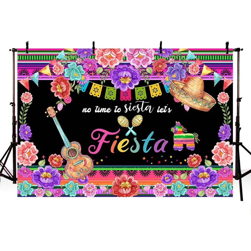 Mexican Fiesta Themed Party Backdrop for Photography Fiesta Luau Cinco De Mayo Birthday Party Decoration Photo Booth Background