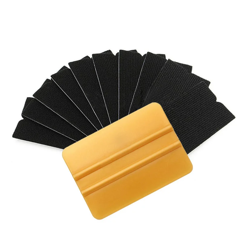 Plastic Squeegee Applicator Tools and 10pcs Replaceable Felt Edge Vinyl Film Wrap Kits Portable Gadget Universal Car Accessories