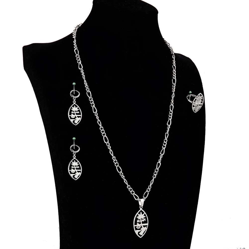 Ethlyn Guam Necklaces Earrings Rings Jewelry Sets for Women Men White Gold Color Micronesia Guam Ethnic Party Gift S183