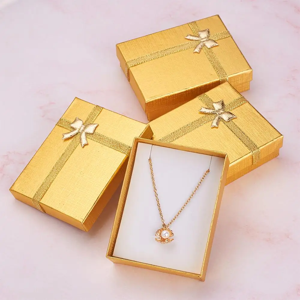 12pcs Cardboard Jewelry Boxes Packaing Bowknot Rectangle Cases For Earring Necklaces Pendants Jewellry Display 9x7x3cm PANDAHALL