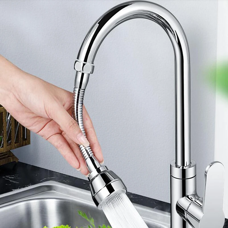 Universal bubbler for kitchen splash faucet, pressurized rotary universal joint, extended water nozzle, 3-block filter