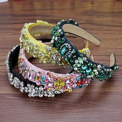 sparkly pink green yellow crystals luxury hairband baroque diamante hair jewelry rhinestone headband for fashion women girls