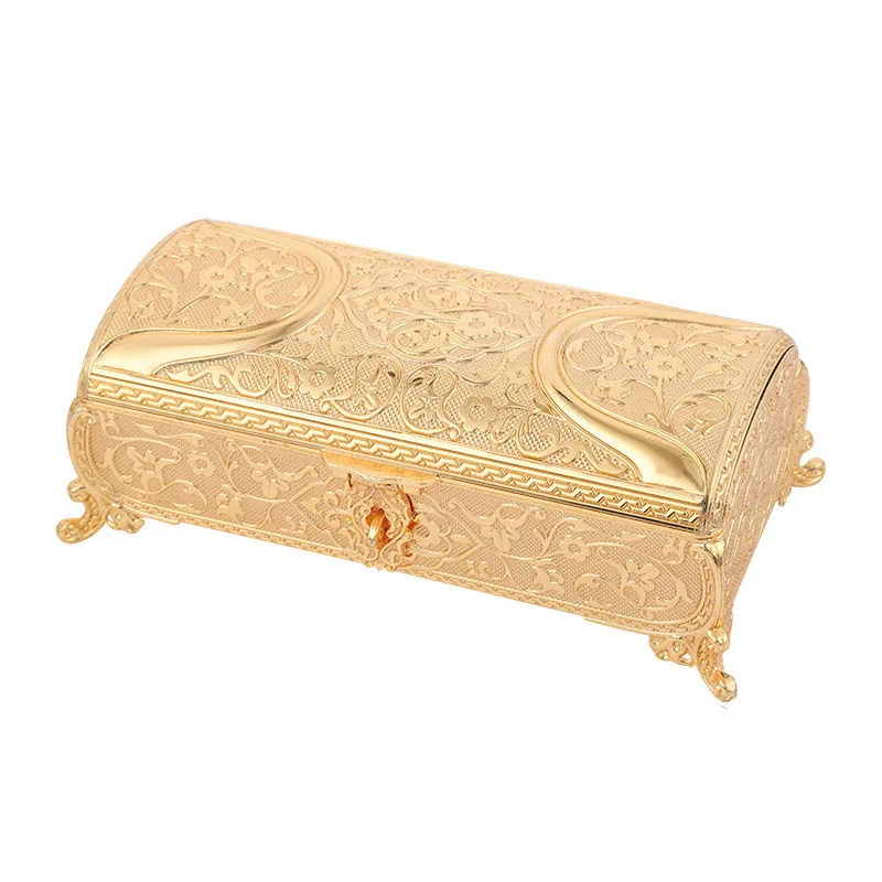 Fashion Metal Jewelry Box Large Treasure Trinket Chest Ring Earrings Necklace Keepsake Gift Holder Case for Girls Women