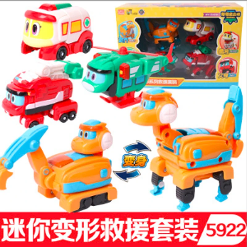 Mini Deformation Gogo Dino Explorers REX Transformation Car Airplane Motorboat Crane Gogo Dinosaur Toys For Children