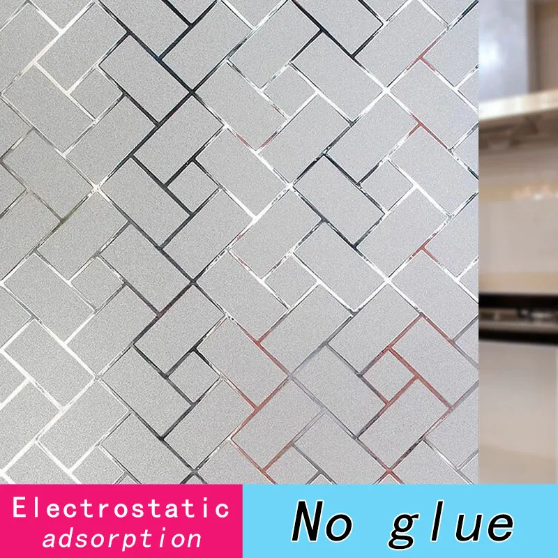 Window Film Electrostatic Adsorption Frosted Lattice Self Adhesive Film Window Sticker for Glass Bathroom Matte Window Film