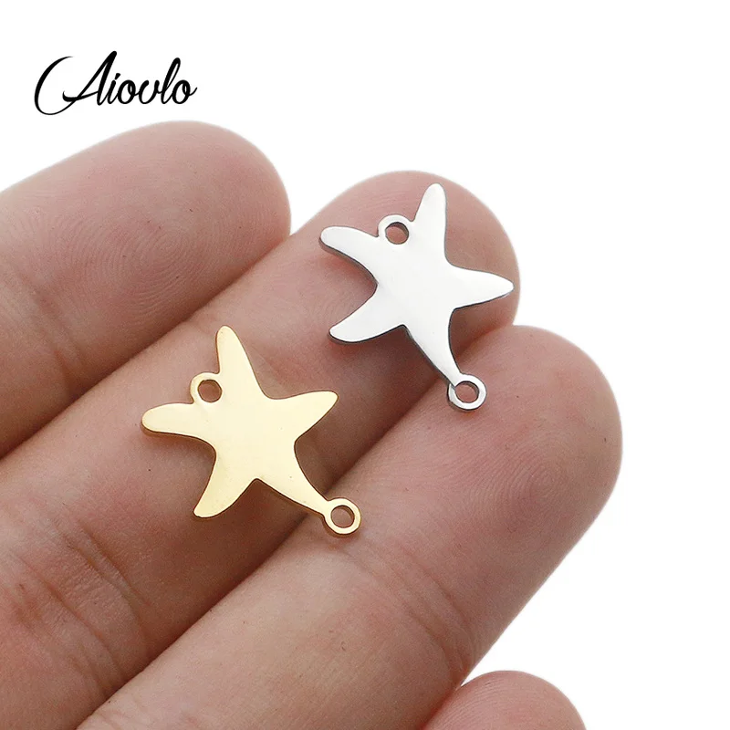 5pcs/lot Ocean Beach Starfish Stainless Steel Connector Bracelet DIY Jewelry Findings Component Metal Earring Making Accessories