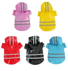 Outdoor Puppy Pet Rain Coat Hoody Dog Clothes Waterproof Dog Raincoat Reflective Rainwear Jackets for Dogs Cats Ropa Para Perros