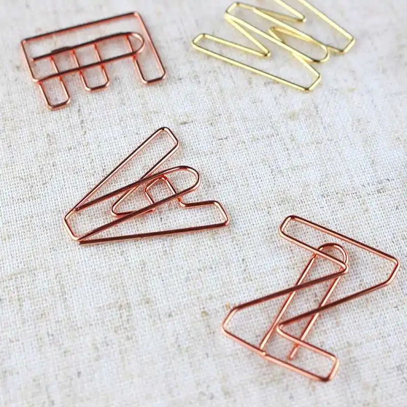 Lot de trombones en forme de lettres anglaises, trombone en or rose, épingle à licence, trombones de bureau mignons, 26 lettres