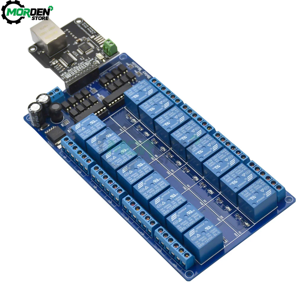 8/16 Channel Relay Is Ethernet Controller Board. RJ45 Interface Ethernet Control Module Lan Wan Network Web Server  Port