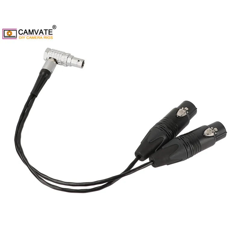 CAMVATE Audio Input Cable connector (Right Angle 10 Pin Male To 2 XLR 3 Pin Female ) For Atomos Shogun Flame Monitor Recorder