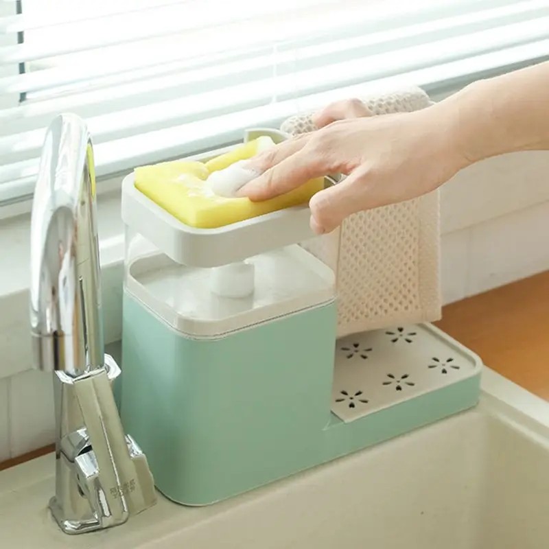 3 in 1 Dosatore di Sapone Contenitore Lavello Spugna Da Cucina Titolare Canovaccio Asciugamano Cremagliera Appendiabiti