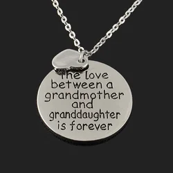 The Love Between A Grandmother and Granddaughter Is Forever Heart Pendant Chain Necklace Chrismas Gift for Grandma Women Charm
