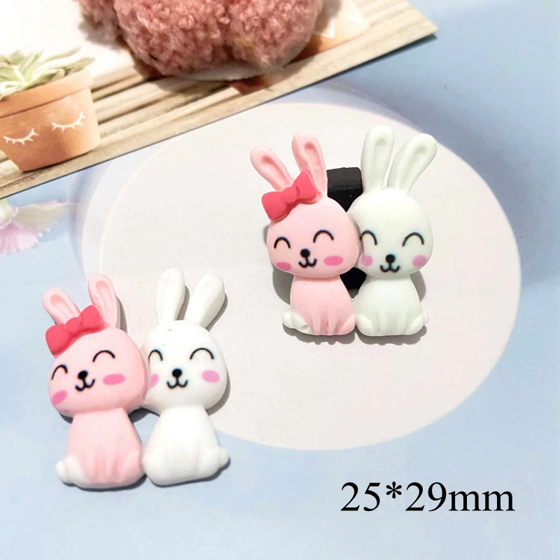 10Pcs Cartoon Rabbit Swan Bear Giraffe Frog Resin for Ear Studs Jewelry Making Accessories DIY Headwear Hair Clips Bow Decor