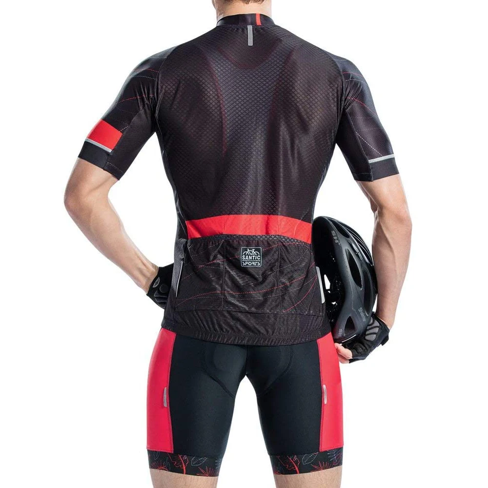 Santic Cycling Bib Shorts Men Pro 4D Coolmax Padded Breathable Summer Biker Shorts MTB Road Bike Pockets Gym Pants Asian Size