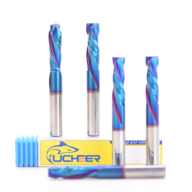 UCHEER-Herramienta de fresado de carburo en espiral para trabajar la madera, cortador de compresión de corte hacia arriba y hacia abajo, 3.175/4/5/6/8mm, CNC