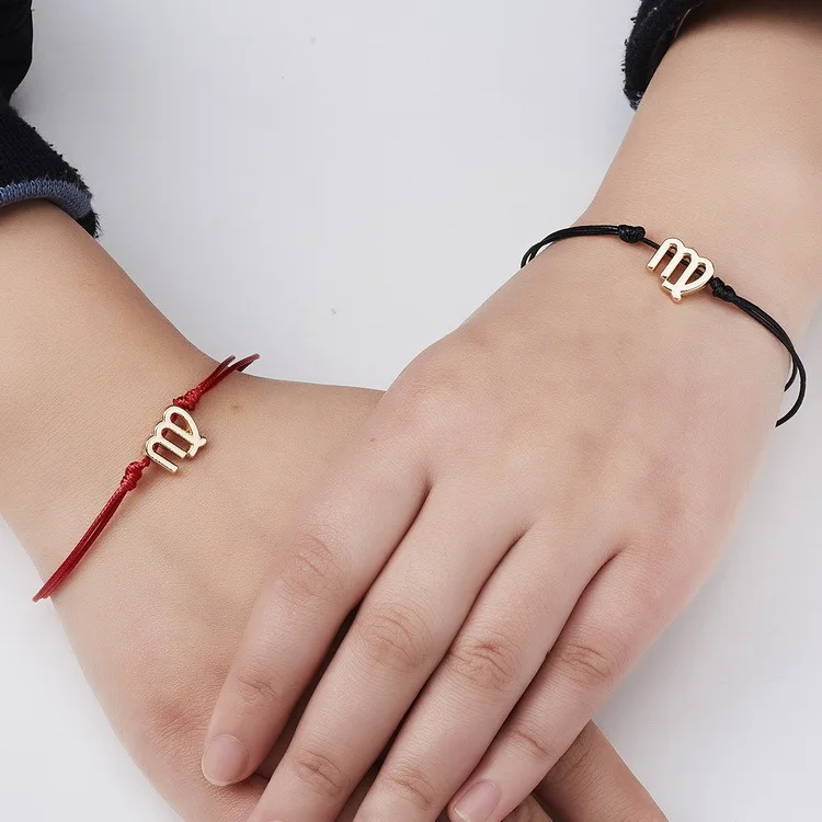 12 زودياك تسجيل سوار حبل أحمر سلسلة أساور Charm للنساء الرجال ليو الميزان الحمل كوكبة زوجين سوار بطاقة مجوهرات #2