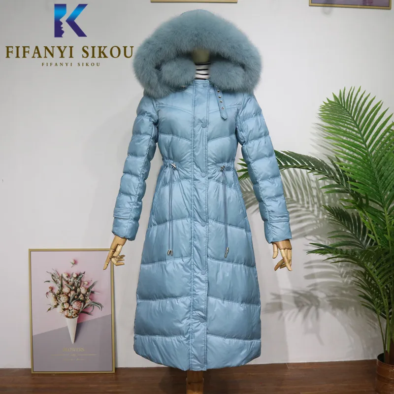 Winter Jacket Women Hooded Parka Coat Natural Fox fur collar Fashion Long Down Jackets Female Casual Warm Winter Coat 2020 New