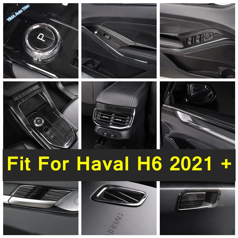 

ABS Car Glove Storage Box Buckle / Air AC Outlet / Door Bowl Decor Cover Trim For Haval H6 2021 - 2024 Black Brushed Accessories