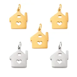 10Pcs/Lot Cabin House Building Charms Stainless Steel Pendants Crafts Making Findings Handmade DIY Jewelry Room Charms