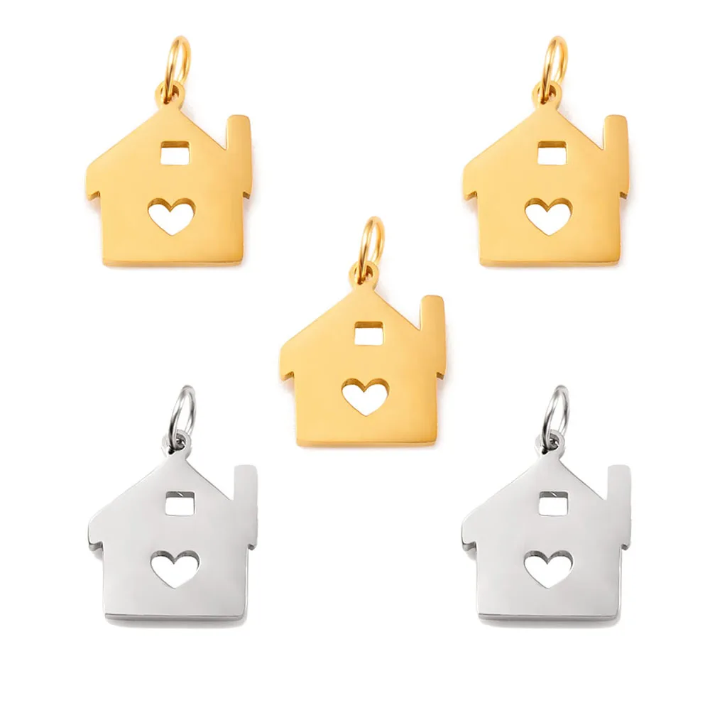 10 sztuk/partia kabina dom budynku Charms wisiorki ze stali nierdzewnej rzemiosło dokonywanie ustaleń Handmade DIY biżuteria pokój Charms