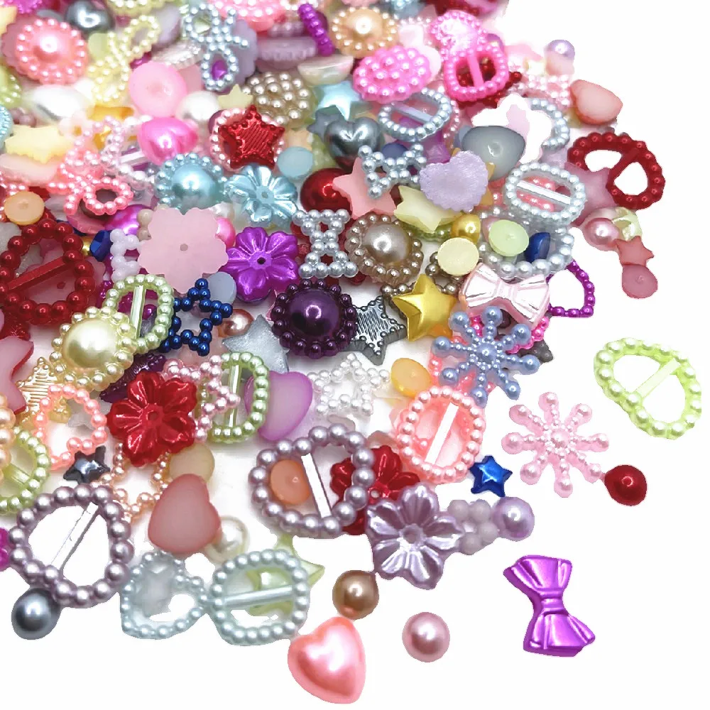 50/200 stücke Zufällig 4-20mm Halb Runde Perlen Seastar Bogen Rose Strass Flache Rückseite Perlen Perle Lose Perlen edelstein